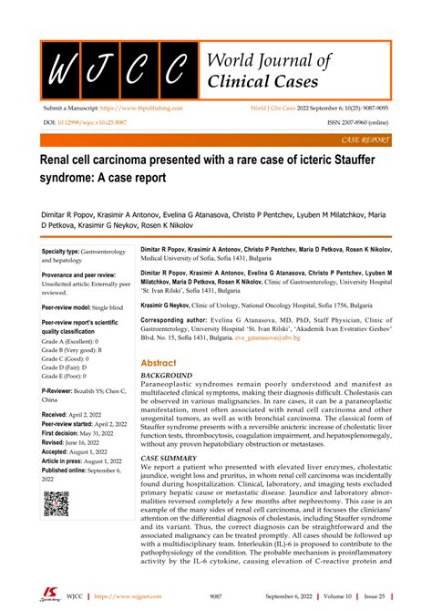 (PDF) Renal cell carcinoma presented with a rare case of icteric Stauffer syndrome: A case report