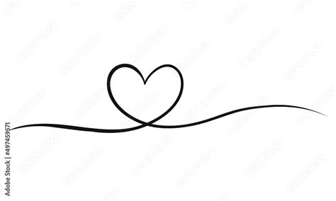 Heart Lines. Continuous heart line drawing Fancy minimalist illustration. Symbol of love One ...