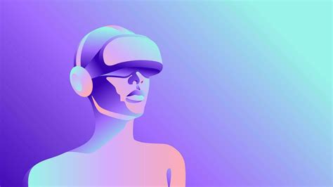 Vector Horizontal Metaverse Illustration. Man in VR Glasses with ...