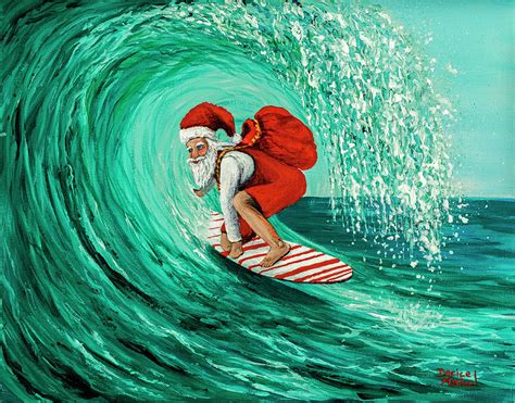 Surfing Santa Painting by Darice Machel McGuire