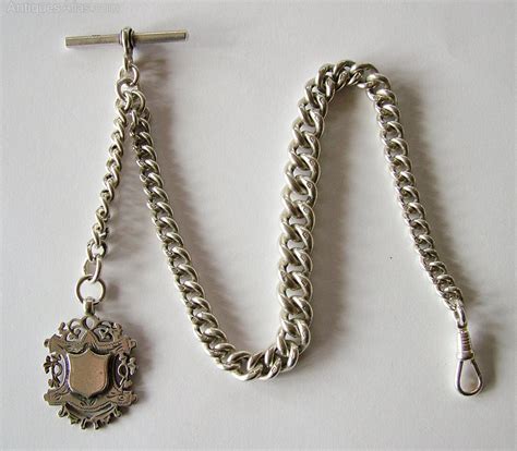 Antiques Atlas - Heavy Antique Silver Pocket Watch Chain & Fob