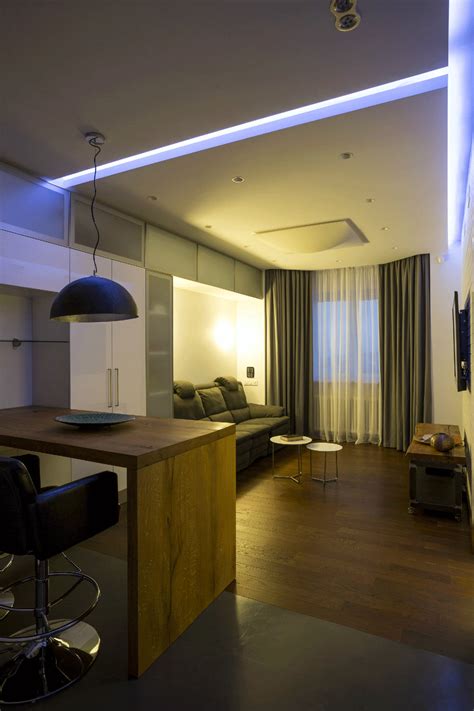 Design one-bedroom apartment 43 sq. M. m. with controlled backlight