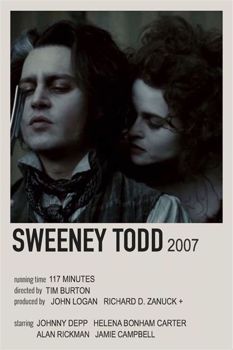 a movie poster for the film sweeney todd 2007