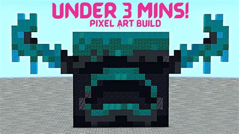 MINECRAFT PIXEL ART TUTORIAL - WARDEN FACE ! Deep Dark | Quick Minecraft Builds Under 3 minutes ...