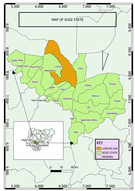 Map of Kogi state highlighting Lokoja | Spatialnode