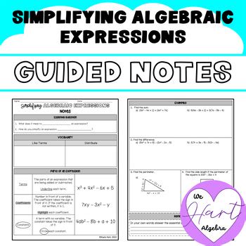 Simplifying Algebraic Expressions | Guided Notes by We HART Algebra