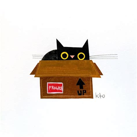 Cat in Box Print Collage Black Cat Orange White Cat Illustration Cute Cat Art - Etsy | Black cat ...