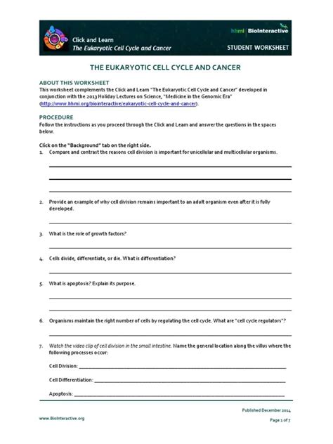 Uncovering The Eukaryotic Cell Cycle And Cancer With Hhmi Biointeractive » Answer Key Hub - Your ...