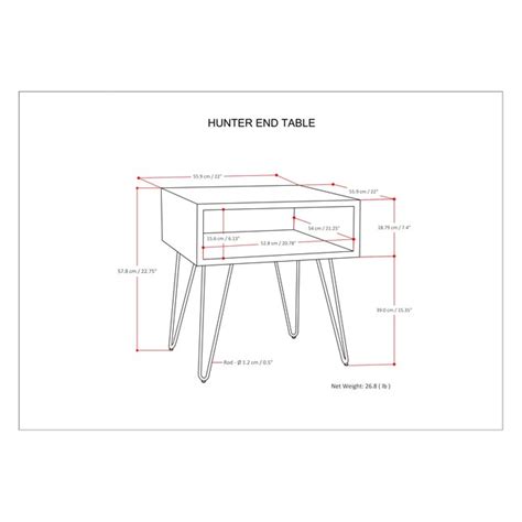 Simpli Home Hunter 22-in W x 22.7-in H Natural Wood Industrial End Table Assembly Required in ...