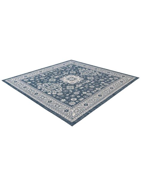 Blue 10' x 10' Outdoor Aztec Square Indoor / Outdoor Rug | eSaleRugs