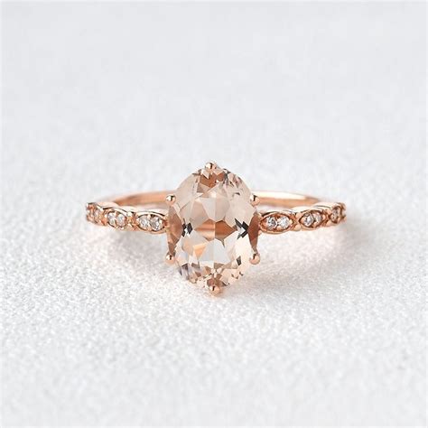 Pink Morganite Engagement Ring Oval Morganite Ring Rose Gold - Etsy