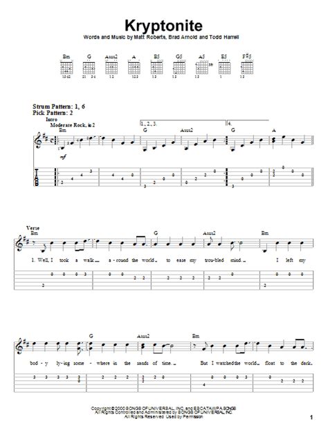 Kryptonite by 3 Doors Down - Easy Guitar Tab - Guitar Instructor