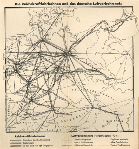 Die Reichskraftfahrbahnen (Autobahnen) und das deutsche Luftverkehrsnetz (1934) Planer, Kraft ...