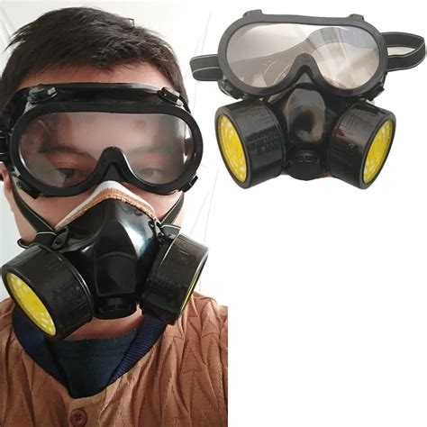 Respirator gas mask chemical protective mask +goggles activated carbon ...