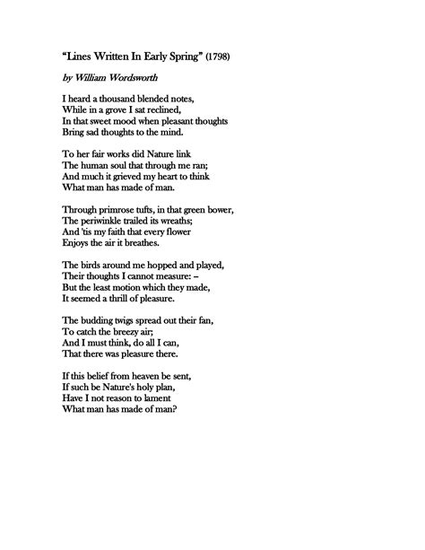 lines written in early spring by William Wordsworth | Cool words, Penny dreadful, Words quotes