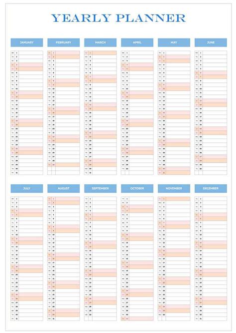 Yearly Planner Printable Free - Printable Templates