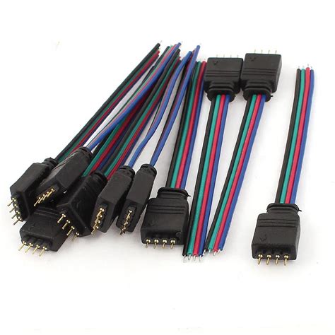 5pcs 10pcs 20pcs RGB 4pin Connector Cable 10cm Female/Male Wire ...