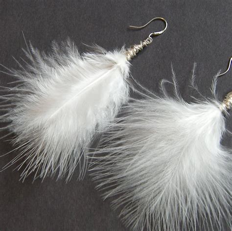 White Marabou Feathers Earrings - MARABOU FEATHERS - Folksy