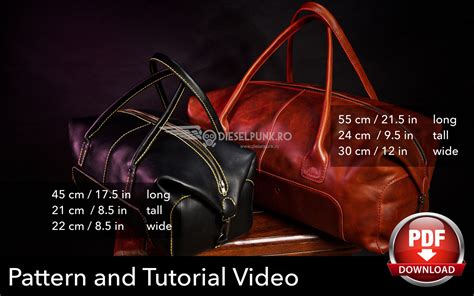 Duffel Bag Pattern Leather DIY Pdf Download Gym Bag Video Tutorial - Etsy