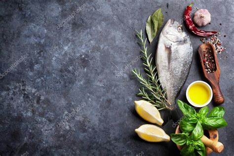 Raw fish cooking ingredients — Stock Photo © karandaev #145052031