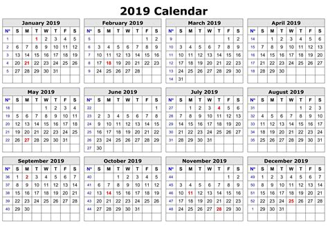 free 2019 one page printable calendar | Printable calendar 2020, Printable yearly calendar ...