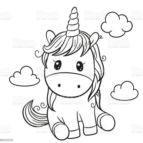 Cute Cartoon unicorn outlined for coloring book isolated on a white... | Unicorn coloring pages ...