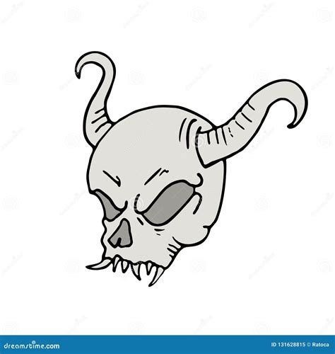 Demon skull draw stock vector. Illustration of evil - 131628815