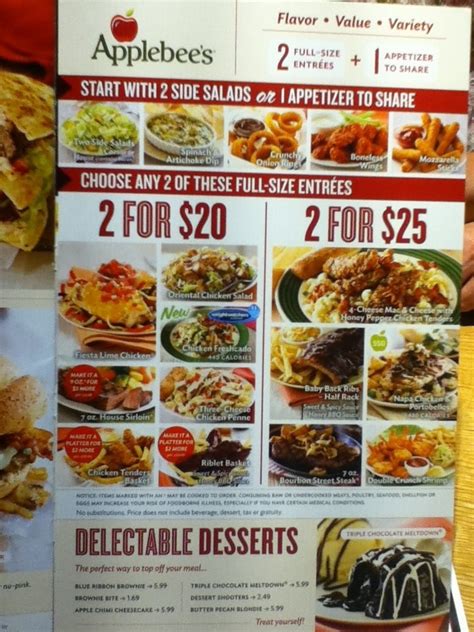 applebee's menu 2 for 25