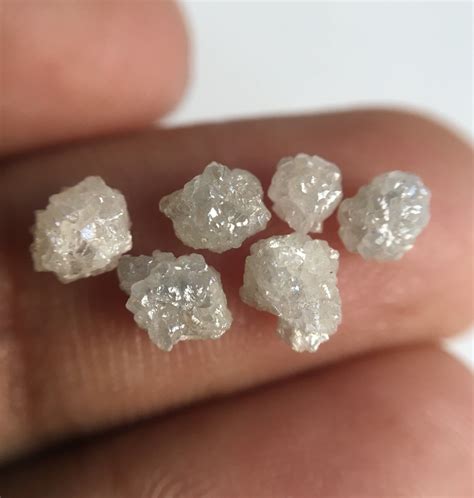 6 Pcs 3.35 Ct Natural Grey Uncut Raw Rough Loose Diamond 4.15 mm to 5.99 mm, Uncut Rough Diamond ...