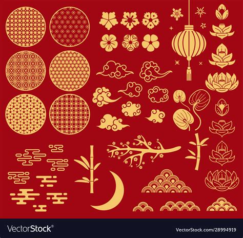 Chinese new year elements festive asian ornaments Vector Image