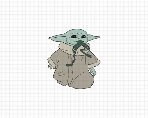 Digital Art & Collectibles Drawing & Illustration BABY YODA FROG Digital Art Downloadable ...