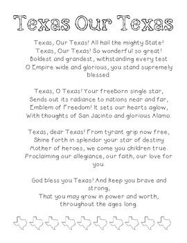 Texas Our Texas Poem and Song by Kristin Warren | TPT