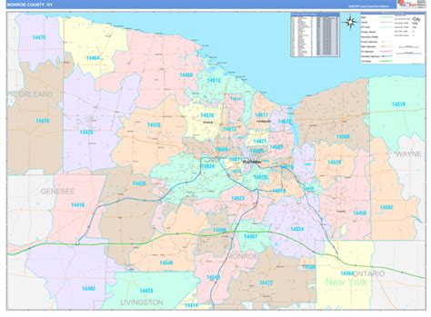 Monroe County, NY Wall Map Color Cast Style by MarketMAPS - MapSales