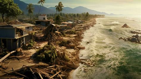 tsunami receding revealing the shocking damage 30654574 Stock Photo at ...