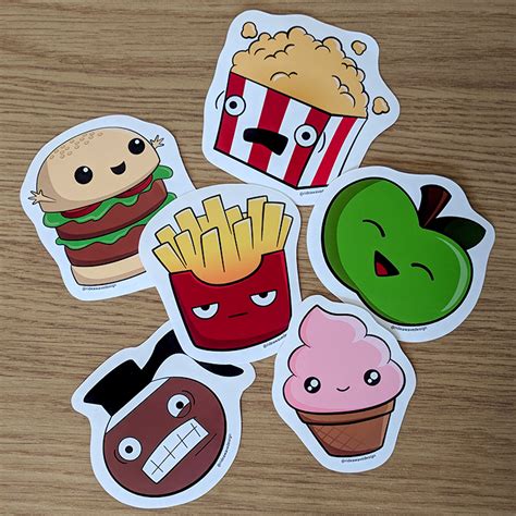 Cute Food Sticker Pack Kawaii Vinyl Stickers - Ride a Wave Design