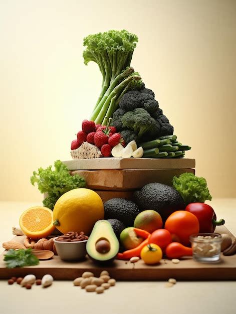 Premium AI Image | Healthy food pyramid with fruits and vegetables