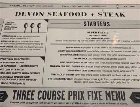 Menu at Devon Seafood & Steak pub & bar, Oakbrook Terrace