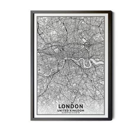 London United Kingdom Map Black and White Coordinates Map - Etsy ...