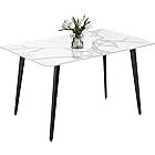 Amazon.com - 53" Modern Dining Table Set for 6, Kitchen Table and Chairs Set, Sintered Stone ...