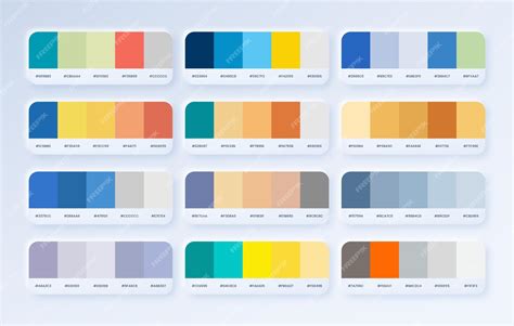 Premium Vector | Set color palette in rgb hex color catalog neumorphic style color palette for ...