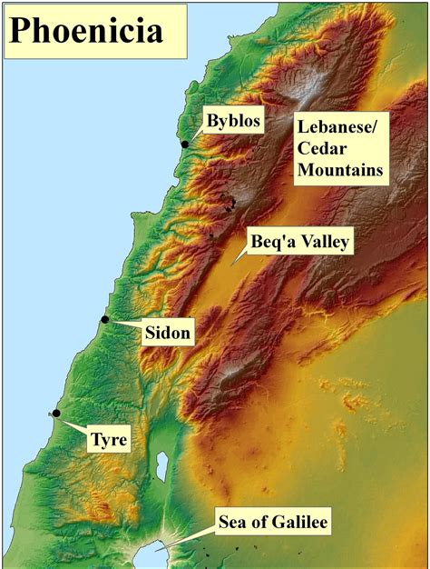 Map: Major Phoenician Sites – Levant (mid000030) - American Society of Overseas Research (ASOR)