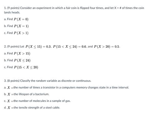 Solved 1. (9 points) Consider an experiment in which a fair | Chegg.com