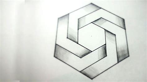 How To Draw 3D Optical Illusions - Impossible Hexagon | Optical illusion drawing, Illusion ...