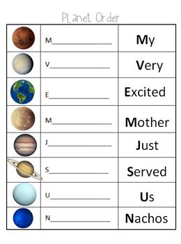 Planet Order Worksheet by Heil's Kindergarten | TPT