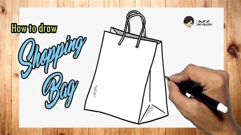 How to draw a Shopping Bag - YouTube