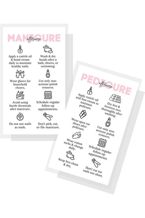 Manicure and Pedicure Aftercare Client Instruction Cards Nail Salon 50 pk Matches Loyalty ...