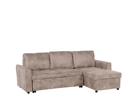 Olympus Brown Leather Corner Sofa Bed With Storage | Baci Living Room