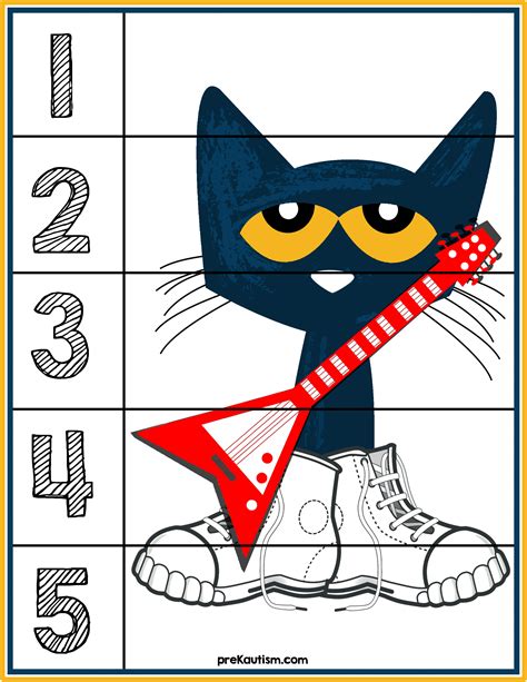 Pete The Cat #1-5 Counting Puzzle | Pete the cat, Pete the cats, Preschool fun