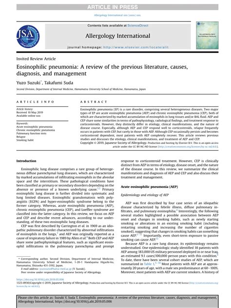 (PDF) Eosinophilic pneumonia: A review of the previous literature ...