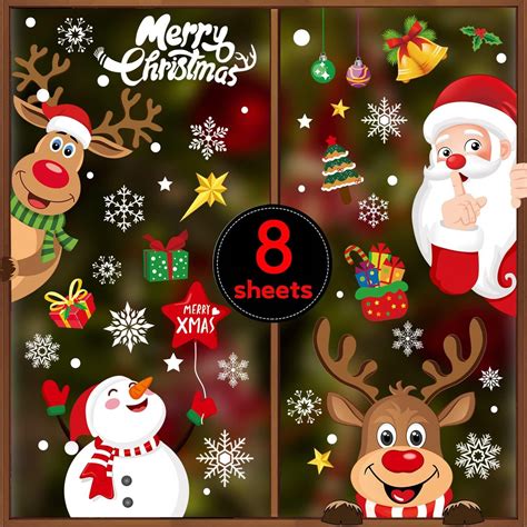 Christmas Window Stickers 256PCS, Christmas Decals for Glass Reusable Double Sided Self Adhesive ...